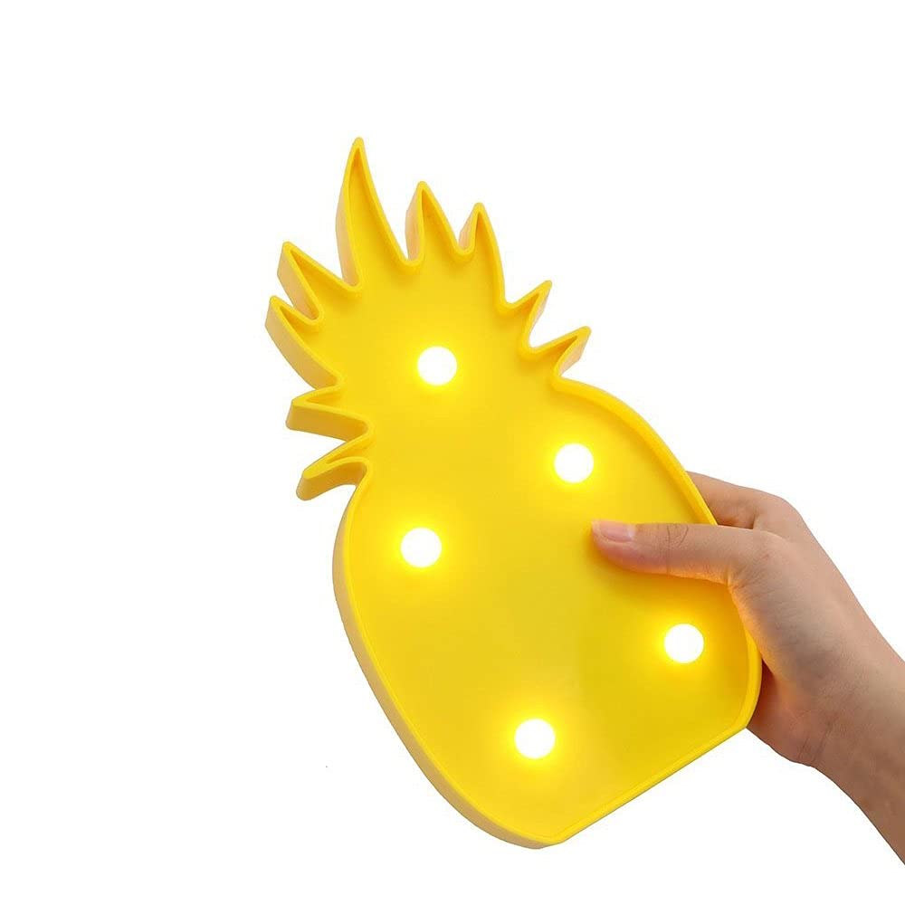 Wefond Youngine Decorative LED Pineapple Light Tropical Desk Lamp Marquee Sign Light Battery Operated Wall Decor Kids Room Night Light (Pineapple)