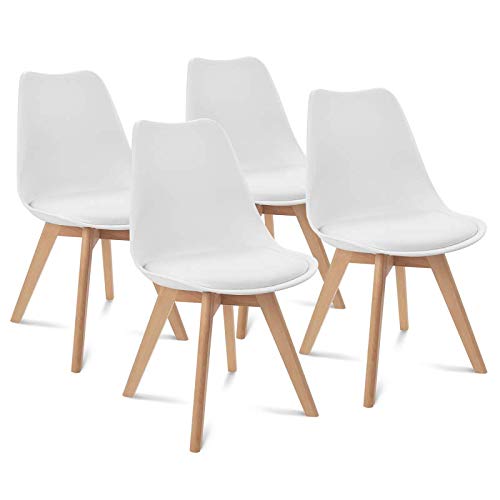 IDMarket - Lot de 4 chaises SARA Blanches pour Salle à Manger Design scandinave