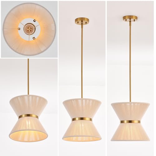 ELYCCUPA Hand Woven Boho Pendant Light Coastal Mini Modern Chandelier Adjustable Transitional Minimalist Pendant Lighting Fixtures for Kitchen Island Dining Room, White, Dia 12.2”, UL Listed - Image 8