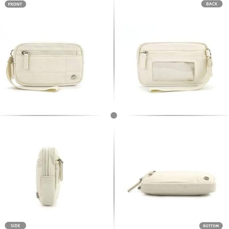 The Small Wallet 2nd Gen,Nylon Quilted Wristlet Wallets For Women,Fashion Lightweight Purse with 3 Zipper and ID Window4