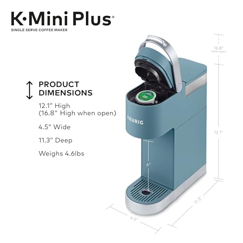Keurig K-Mini Plus Single Serve K-Cup Pod Coffee Maker, with 6 to 12oz Brew Size, Stores up to 9 K-Cup Pods, Travel Mug Friendly, Teal (Renewed) - Image 3