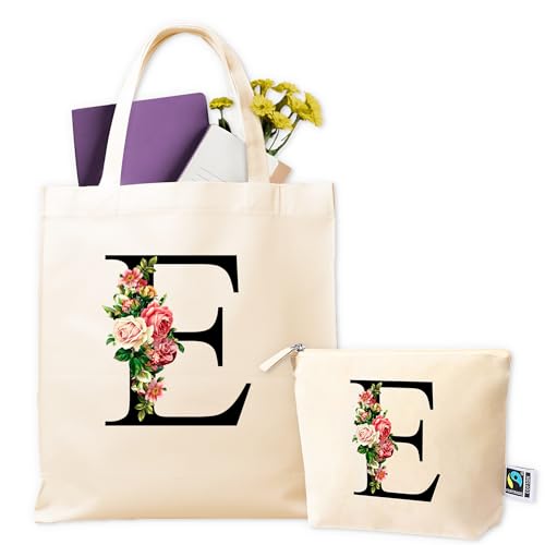Bolsas de Tela Personalizadas - Tote Bag Personalizada + Neceser - Bolsa Tela Personalizada Mujer - Regalos Personalizados - Regalo Original Mujer - Bolsa Compra Reutilizable (E)