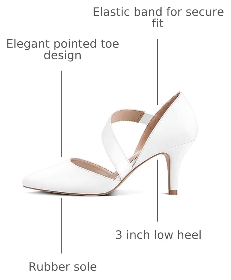 Image of mysoft Women's Pointed Toe Pumps Stiletto Heel Dress Shoes Wide Width | 3 Inch Stiletto Heel, Closed Toe, Wide Width, Elastic Strap, Comfortable, Daily, Wedding Party, Formal, Office Work Dressy