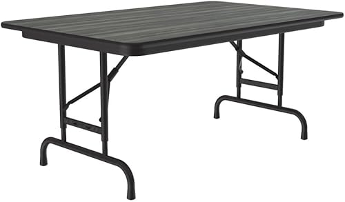 Miniatura 268 de Correll - Mesa plegable de altura ajustable y resistente, parte superior laminada de alta presión, fabricada en Estados Unidos, delantal de acero