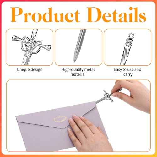 HJZHII 3 Stück Schwert Brieföffner, Vintage Lesezeichen Lustig Letter Opener Chinesische Haarnadeln Elegant Stäbchen für Damen Haar Zubehör für Umschläge Büromaterial Dekoratives