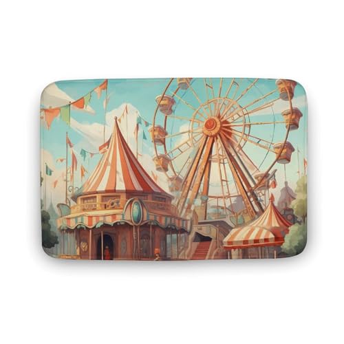 Ferris Wheel Entertainment Coral Velvet Rugs Non-Slip Bathroom Rugs Soft Kitchen Rug Floor Carpet for Home Decor 15.7