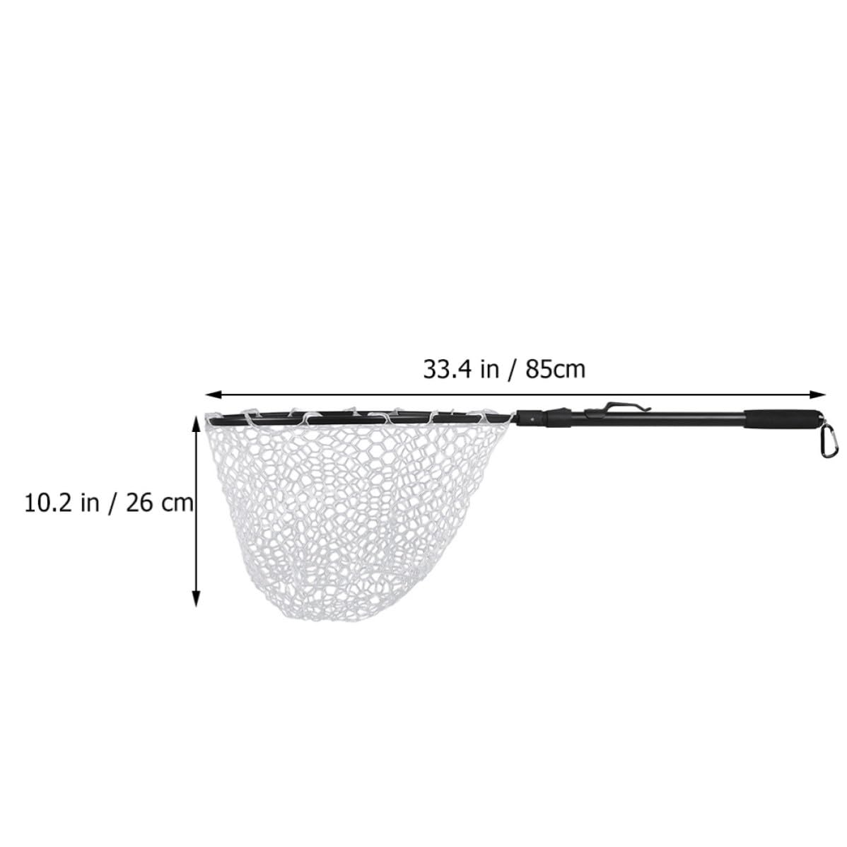 Red de Pesca Plegable de Aterrizaje Mango Telescópico Negro | Aleación de Aluminio, Malla de Goma y Eva, para Pesca en Río y Barco, Formato Clásico