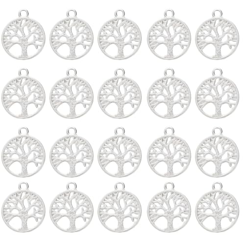 AFCJLTO Colgante Árbol de la Vida: Set de 20 piezas con dijes antiguos estilo conector de arbol, para crear collares de artesanía, para regalos y decoraciones de comunión, bautizo, Navidad y bodas