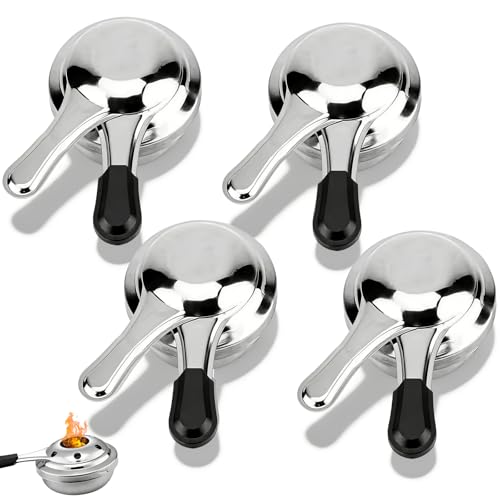 SNSYGN 4 Stück Brennpastenbehälter mit Deckel Edelstahl Fondue Brenner Tragbarer Spiritusbrenner Alkoholkocher für Chafing Dish Brennpaste Buffet Zubehör Fondue