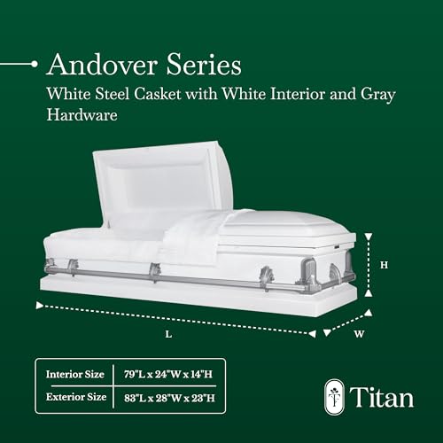 image for Titan Casket Andover Series Steel Funeral Casket for Humans (White and