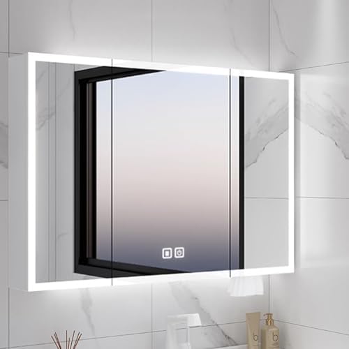 Led Illuminated Aluminum Medicine Cabinet with Anti-Fog Mirror, Modern Bathroom Storage & Vanity Shelf, Smart Lighting for Ultimate Convenience & Beauty Care.,100 * 13 * 70cm/39.4 * 5.1 * 27.6in-