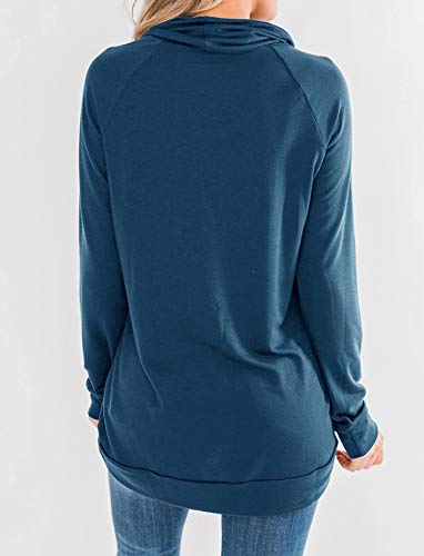 Fallorchid Womens Cowl Neck Tunic Tops Long Sleeve Pullovers Casual Drawstring Sweatshirts #TOP1