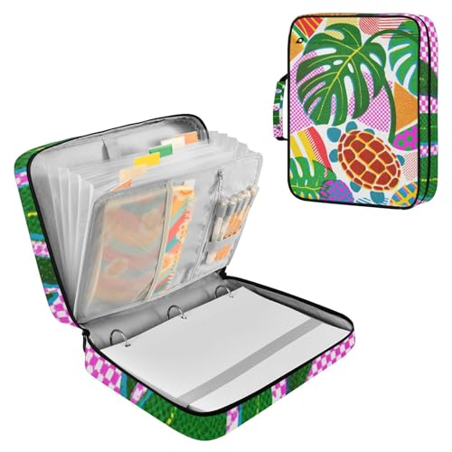 Carpeta de múltiples bolsillos Monstera Leaf tamaño A4 con cremallera retro 2