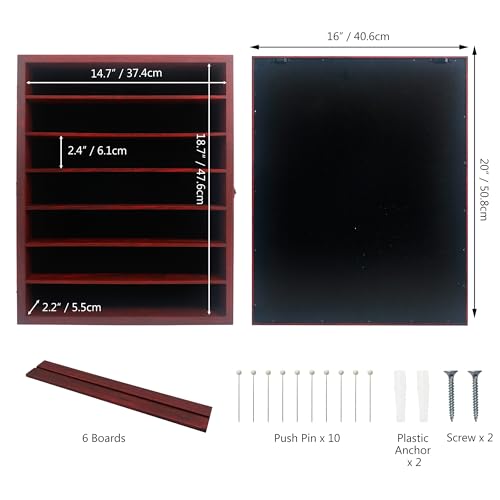 Image of 16x20 Shadow Box Frame with Removable Shelves, Red Deep Memory Box Display Case for Keepsake Collectibles, Coins Military Medals Pins Wedding Flowers