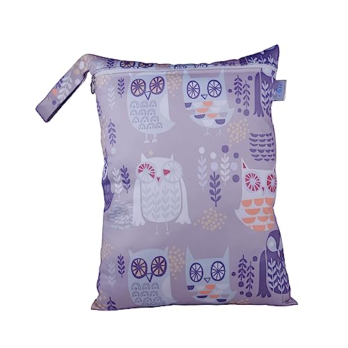 Image of Chic Buddy Waterproof Wet Bag, Washable, Reusable for Travel, Beach, Pool, Stroller, Diapers, Dirty Gym Clothes, Wet Swimsuits, Toiletries (ELF OWL, Wet Bag)