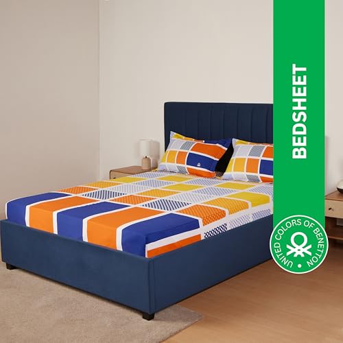 Image of United Colors of Benetton Rainbow Cotton Super King Bedsheet Set (274 x 274 cm) Rainbow