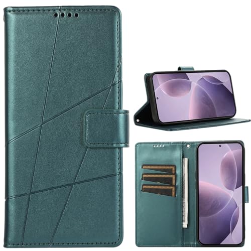 BAILI Funda para Vivo Y33S 4G/Y21S 4G, Soporte, Ranuras para Tarjetas, Funda con Patrones de líneas Compatible con Vivo Y33S 4G/Y21S 4G-Verde