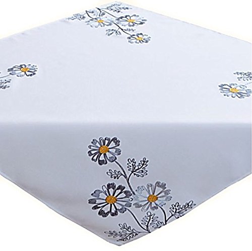 Mantel 85 x 85 cm Color Crudo Flores Gris bordado mantel mesa decoración primavera verano Cover