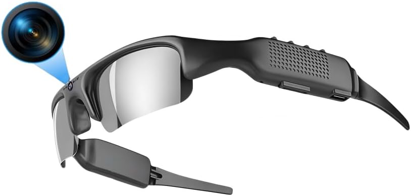 XUMIUZIY Smart Glasses with Camera, 1080P HD WiFi Video Recording Glasses, Bluetooth Audio Polarized Sunglasses, 140 Wide Angle Lens, Photo Taking,for Sports, Travel