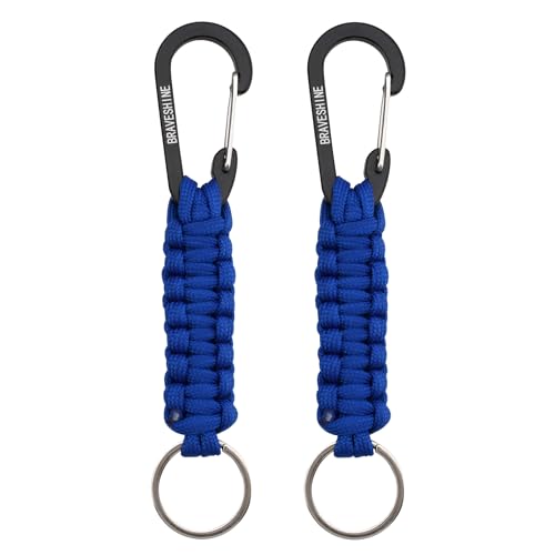 Image of BRAVESHINE Paracord Keychain Carabiner Clip, D Ring Lanyard Hanger Stroller Hook for Water Bottle, Key, Backpacks, Men, Women