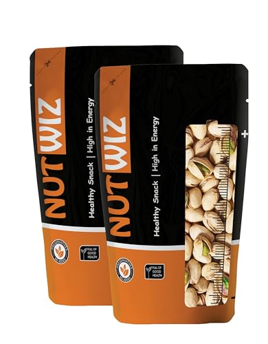 Image of Nutwiz Roasted and Salted Pistachios 500 Grams (250g X 2) - Tasty Crunchy Healthy Nut Snack | Pista Dry Fruit | Rich in Protein, Fiber & Antioxidants | Great for Kids During Study Time and Office Breaks | Vegan Friendly Pista | Low Calorie - Lightly salted Pistachios