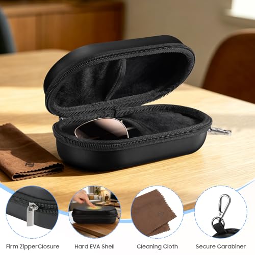 Étui lunettes double compartiment avec fermeture éclair et clip rigide - 4