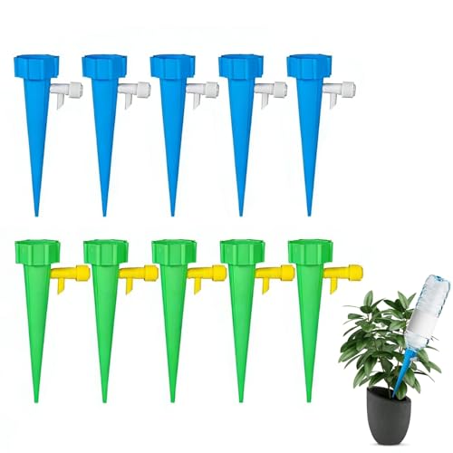 BIVYAX 10 Piezas Sistema de Riego Automático por Goteo, Kit de Riego por Goteo con Interruptor de Control, Autorriego para Macetas Programable, Ideal para Jardín Terraza Vacaciones Interior y Exterior