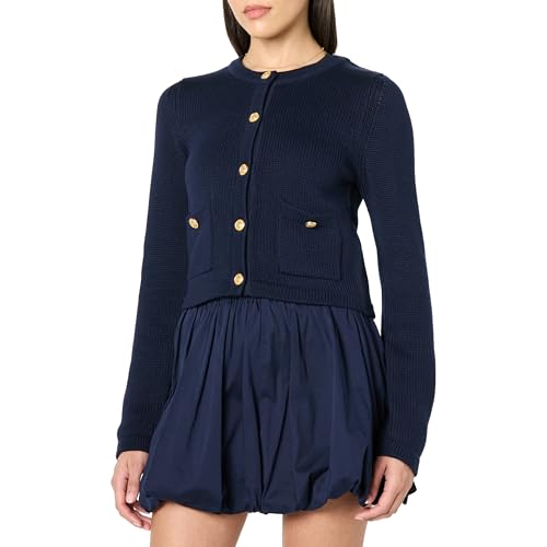 The Drop Women's Standard Bloom Gold Button Nautical Cardigan