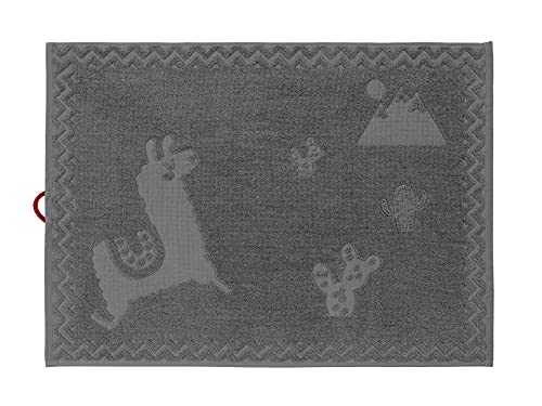 saewelo Jacquard-Duschvorleger, 100% Bio-Baumwolle, 50x70 cm, Graues Lama Cover
