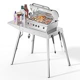 Electactic Mesa de parrilla de barbacoa de acero inoxidable 304 de grado alimenticio 100 % apta para parrilla de mesa, soporte portátil para