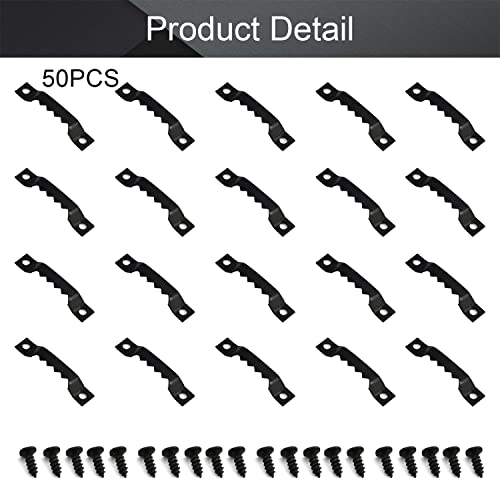 Image of MroMax 50PCS Sawtooth Picture Hangers Iron Picture Hangers 1.5 inch x 0.24 inch Double Hole Picture Frames Hangers for Hanging Clock Paintings Artwork Picture Frame Hook Photos Black