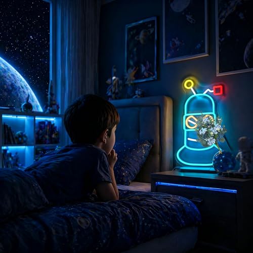 Image of Robot Neon Signs for Wall Decor LED Sign Neon Lights Game Room Decor