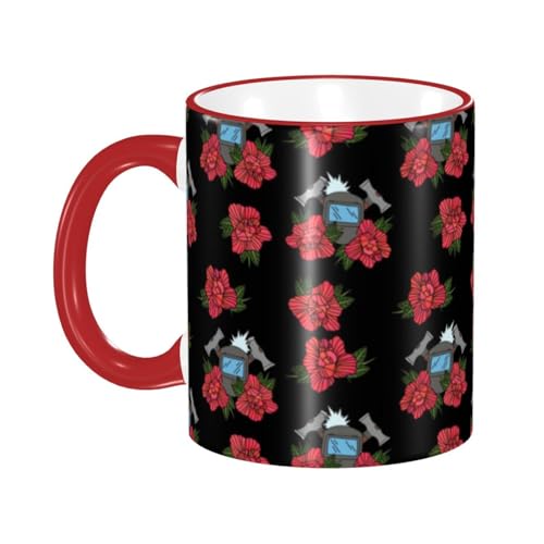 黒の溶接機 マグカップ コーヒーカップ Red 陶器 朝食カップ ティーカップ 耐熱マグ 保温 耐冷 おしゃれ 大きい ミルクコップ 330ml 雑貨 家庭用 プリント贈り物