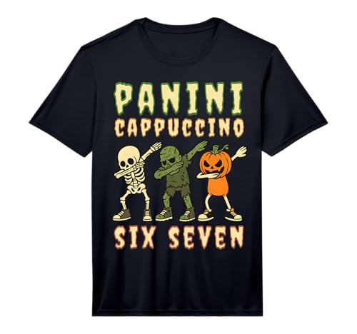 Italian Brainrot Halloween Panini Cappuccino Six Seven Meme Performance T-Shirt