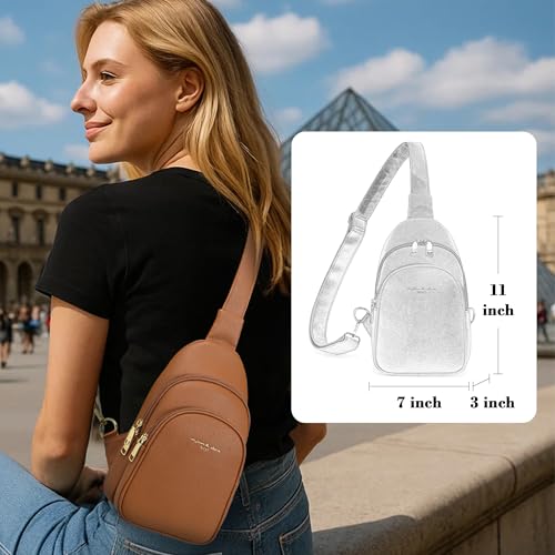 INICAT Crossbody Sling Bags Fanny Packs Leather Purses Chest Bag for Women2