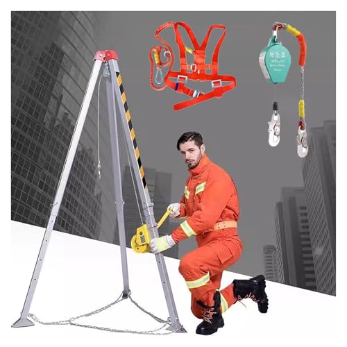 Kit de trépied pour espace confiné avec palan, harnais de sécurité et pieds réglables pour la protection contre les chutes et le sauvetage
