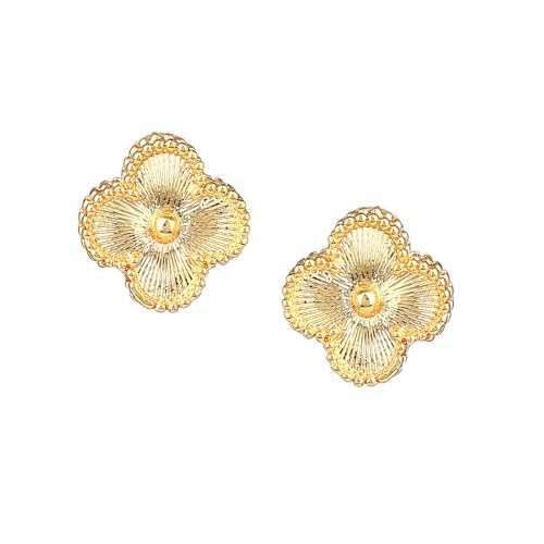 Gehena by Estele Jewellery Fashion Stud Earrings for Girls and Women Gold Plated Stylish & Trendy Four Leaf Clover Style Floral Designer Minimal Stud Earrings/Ear Tops Versatile Chic for Women/Girls (B0D76T513F) Amazon Price History, Amazon Price Tracker
