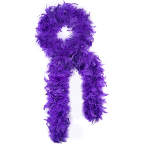 SOGUGOM Purple Bulk Feather Boas - 35g 2 Yards Boa Feathers for Mardi Gras Party Wedding Concert Costume and Home Decoration(Purple)