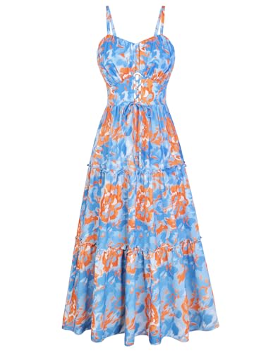 Image of GRACE KARIN 2026 Women's Spaghetti Vacation Sundress Summer Beach Flowy Boho Floral Maxi Dresses with Pockets