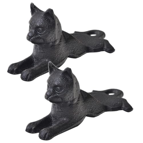 Butée de porte en fonte noire chat lot de 2 cale-porte anti-collision sécurité intérieure