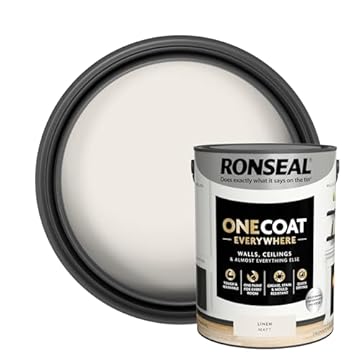 Ronseal One Coat Everywhere Paint Linen Matt 5L – Durable Interior Paint for Walls & Ceilings Smooth Finish Quick Coverage Ideal for Easy Home Projects