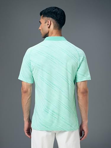 Image of TECHNOSPORT Men's Slim Fit Printed Half Sleeve Polo T-Shirt with Matpiq for Casual & Regular Use