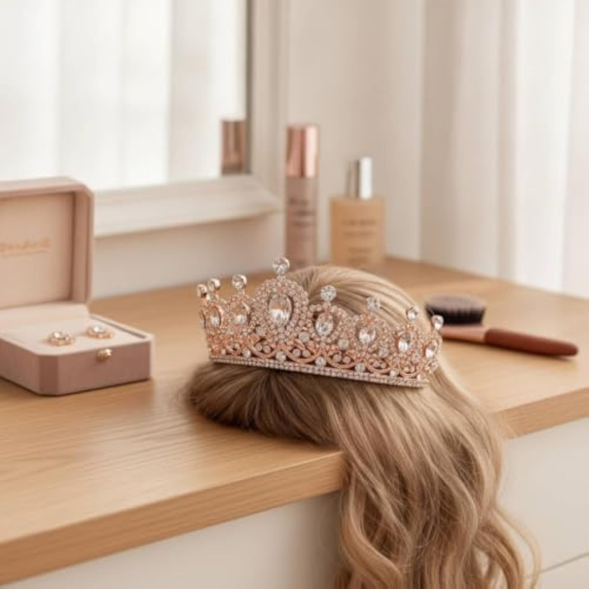 Rhinestone Bridal Tiara Crown, Sparkling Silver