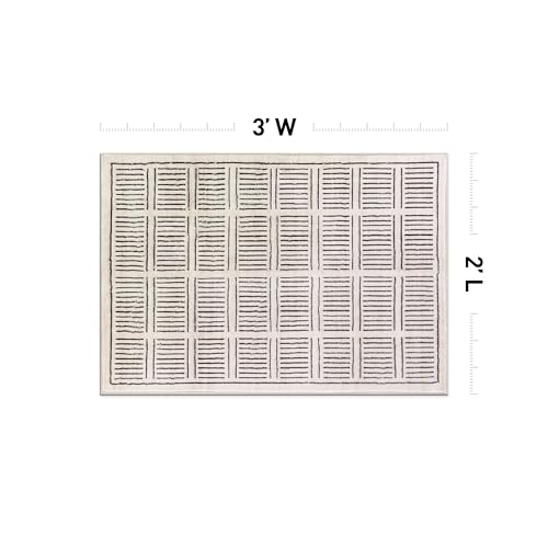Rugshop Bohemian Stripe Lines Washable Non Slip Area Rug 2' x 3' Ivory