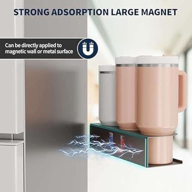 Generic Magnetic Water Bottle Organizer, 2 in 1 Compatible with Stanley 40 Oz, Fridge Tumbler Organizer with Strong Magnetic Hold