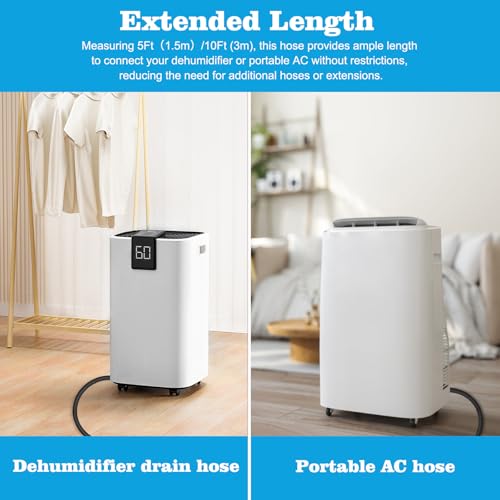 Flexible-Universal-Dehumidifier-Drain-Hose-with-Cuttable-Rubber-Adapter-Connect-Clamp-5Ft-Replacement-Hose-for-DehumidifiersPortable-Air-ConditionersBlack