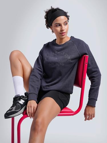 Image of CAVA Essential Sweatshirt for Women | Brushed Fleece, Round Neck, Full Sleeves, Ribbed Cuffs, Embroidery Detail | Cozy Loungewear & Travelwear