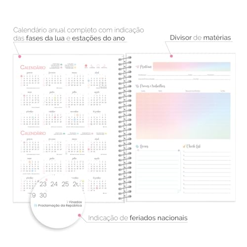 Caderno Colegial Feminino Spot Glitter Rosê 15 Mat