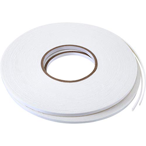 2 Rolls Double Sided Foam Tape White Pe Foam Tape Sponge Soft Mounting Adhesive Tape (1/4 Inch By 50 Feet) #TOP30