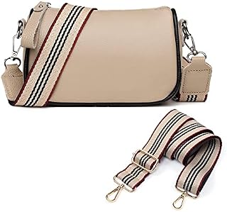 DKIIL NOIYB Crossbody Camera Bags For Women, Small Leather Camera Bag Crossbody Ladies Crossbody Handbags With Removable Wide Strap Shoulder Bag Purse